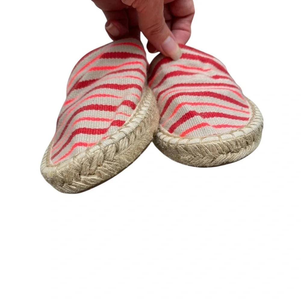 Tory Burch Red and Cream Striped Espadrilles size 9.5